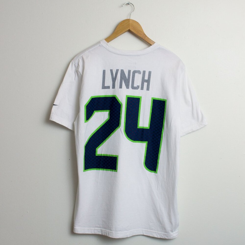 Seattle Seahawks Marshawn Lynch Shirt Mens Large White #24 Tee